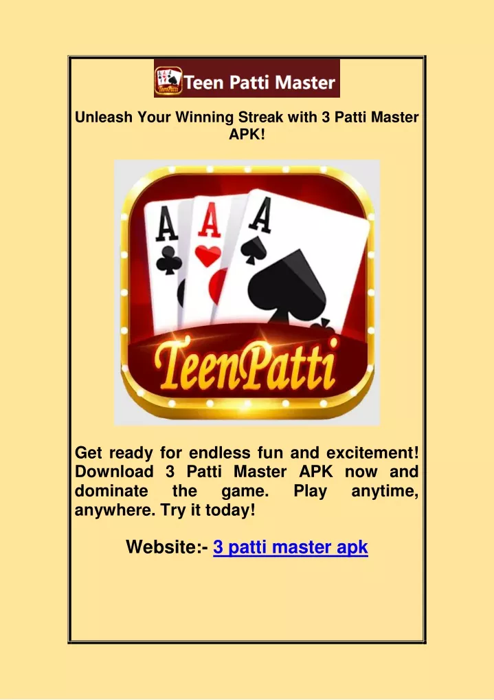 unleash your winning streak with 3 patti master