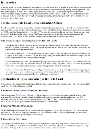Enhancing Your Online Existence: The Value of Digital Marketing on the Gold Coas