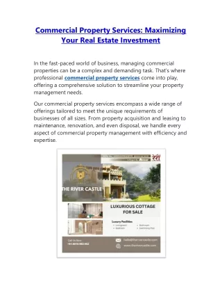 Commercial Property Services: Maximizing Your Real Estate Investment
