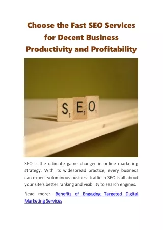 Select the Best SEO Services for Satisfactory Business Productivity and Advantag