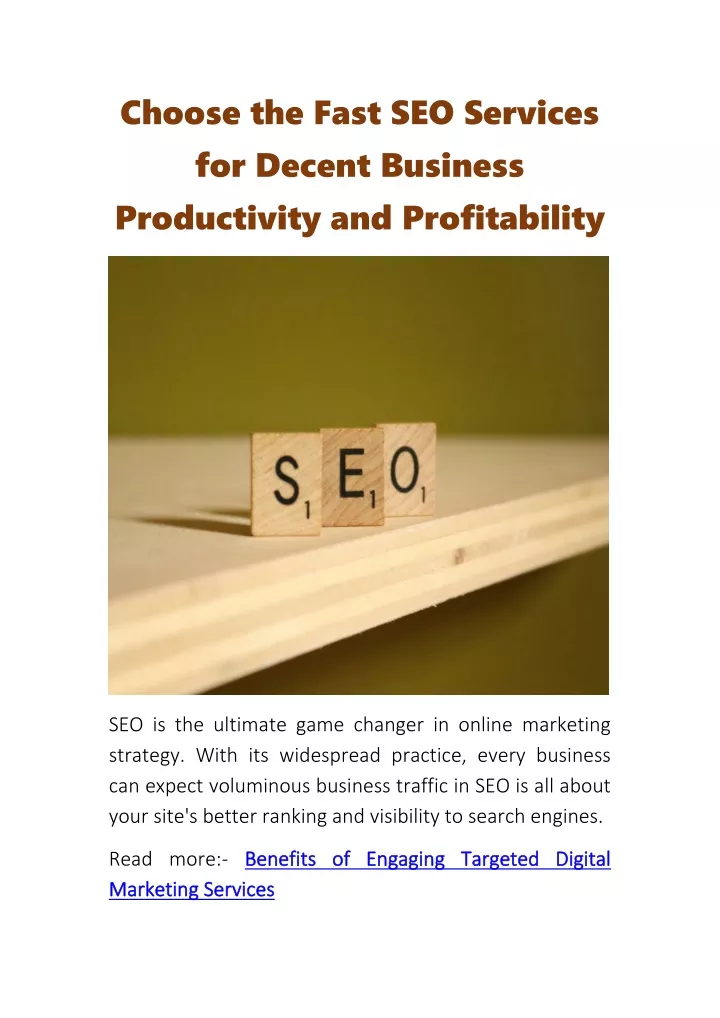 choose the fast seo services for decent business