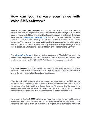 How can you increase your sales with Voice SMS software_