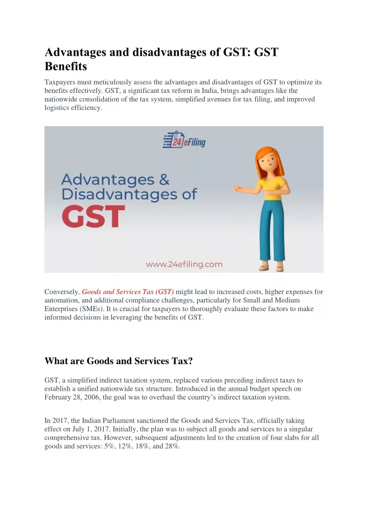 advantages and disadvantages of gst gst benefits