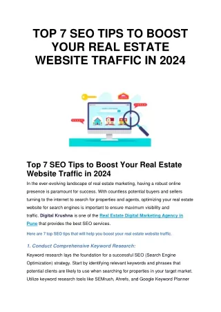 TOP 7 SEO TIPS TO BOOST YOUR REAL ESTATE WEBSITE TRAFFIC IN 2024