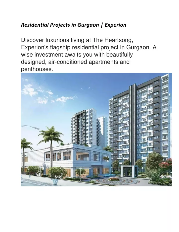 residential projects in gurgaon experion discover