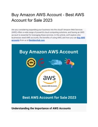 Buy Amazon AWS Account - Best AWS Accounts For Sale 2024