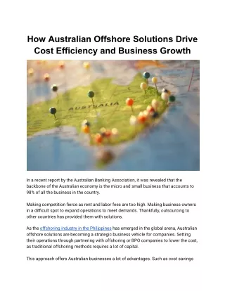 How Australian Offshore Solutions Drive Cost Efficiency and Business Growth