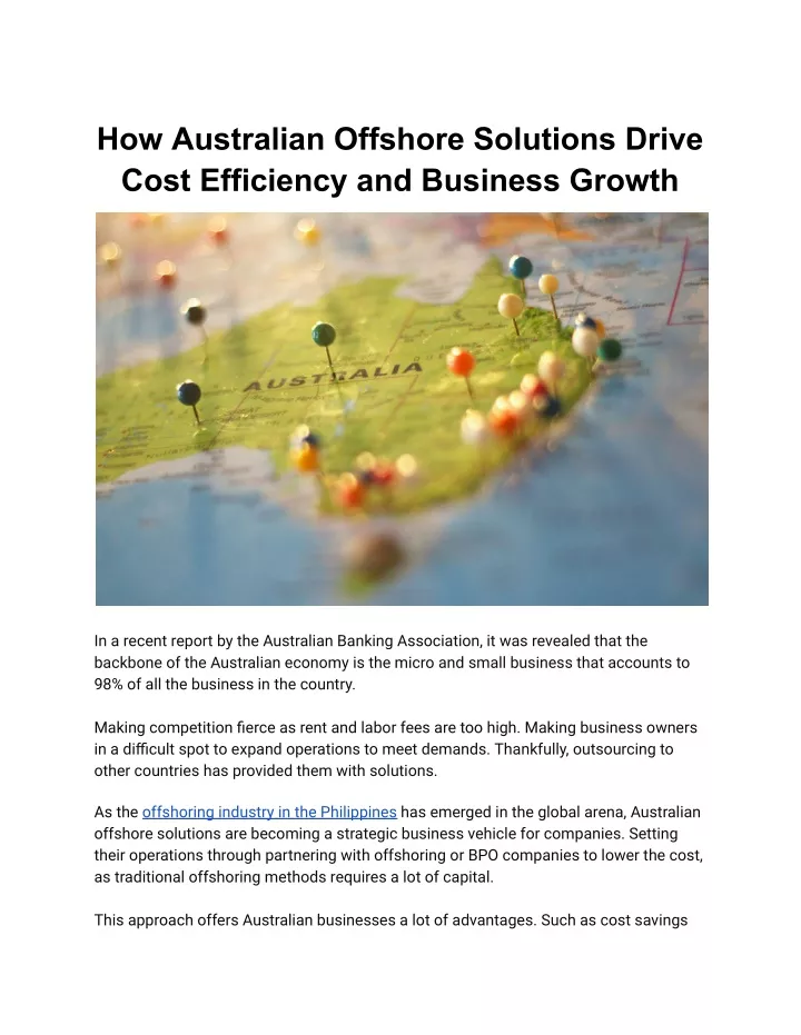 how australian offshore solutions drive cost