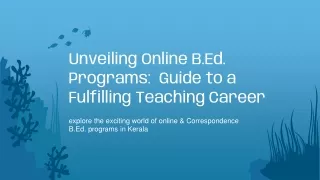 Flexibile & Convenient Online Bachelor of Education in Kerala