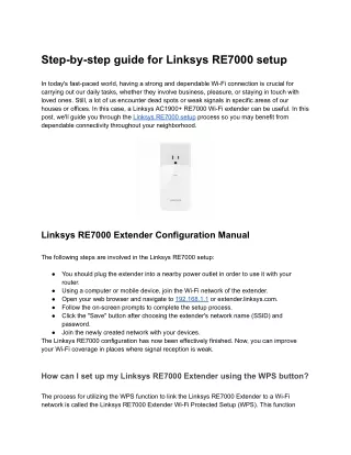 Step-by-step guide for Linksys RE7000 setup