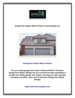Garage Door Repair Warner Robins | Doorwisegds.com