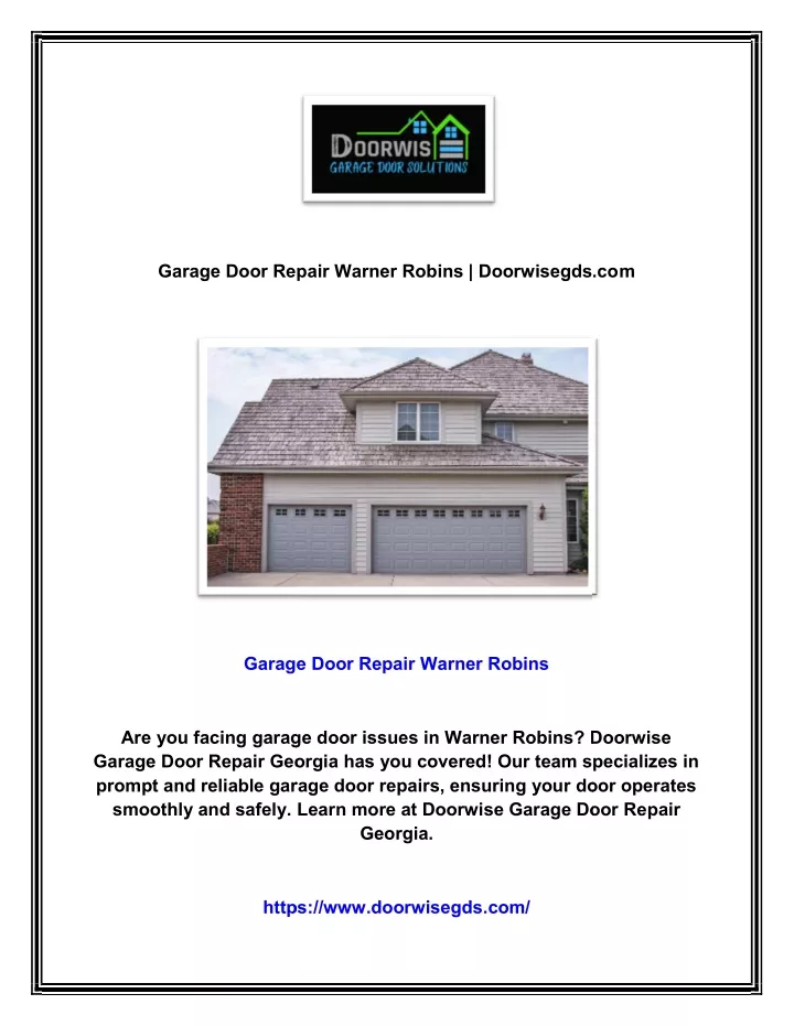 garage door repair warner robins doorwisegds