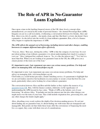The Role of APR in No Guarantor Loans Explained [CC 2.0]