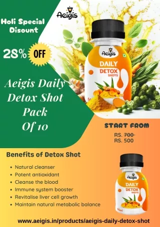 MEGA Holi Deal: 28% OFF Aegis Daily Detox Shots