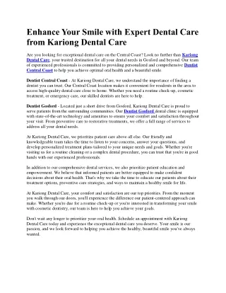 Dentist Central Coast - Kariong Dental Care
