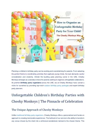 The Magic of Cheeky Monkeys | UAE Birthday Party Organizers