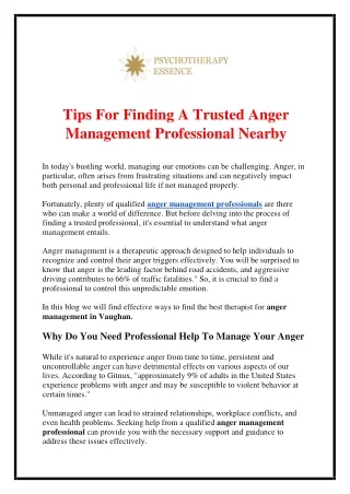 Tips For Finding A Trusted Anger Management Professional Nearby