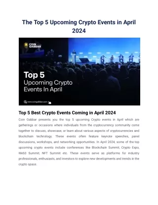 The Top 5 Upcoming Crypto Events in April 2024