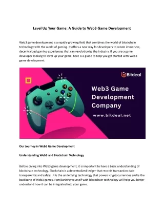 Level Up Your Game_ A Guide to Web3 Game Development