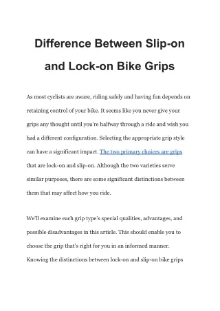 Difference Between Slip-on and Lock-on Bike Grips