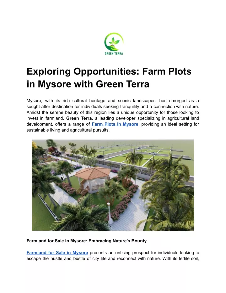 exploring opportunities farm plots in mysore with