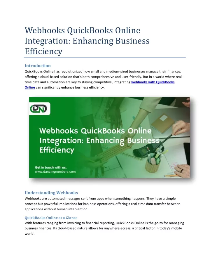 webhooks quickbooks online integration enhancing