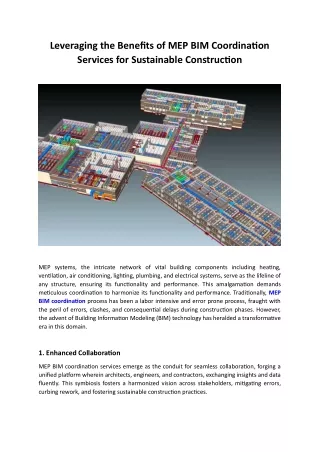 Leveraging the Benefits of MEP BIM Coordination Services for Sustainable Construction