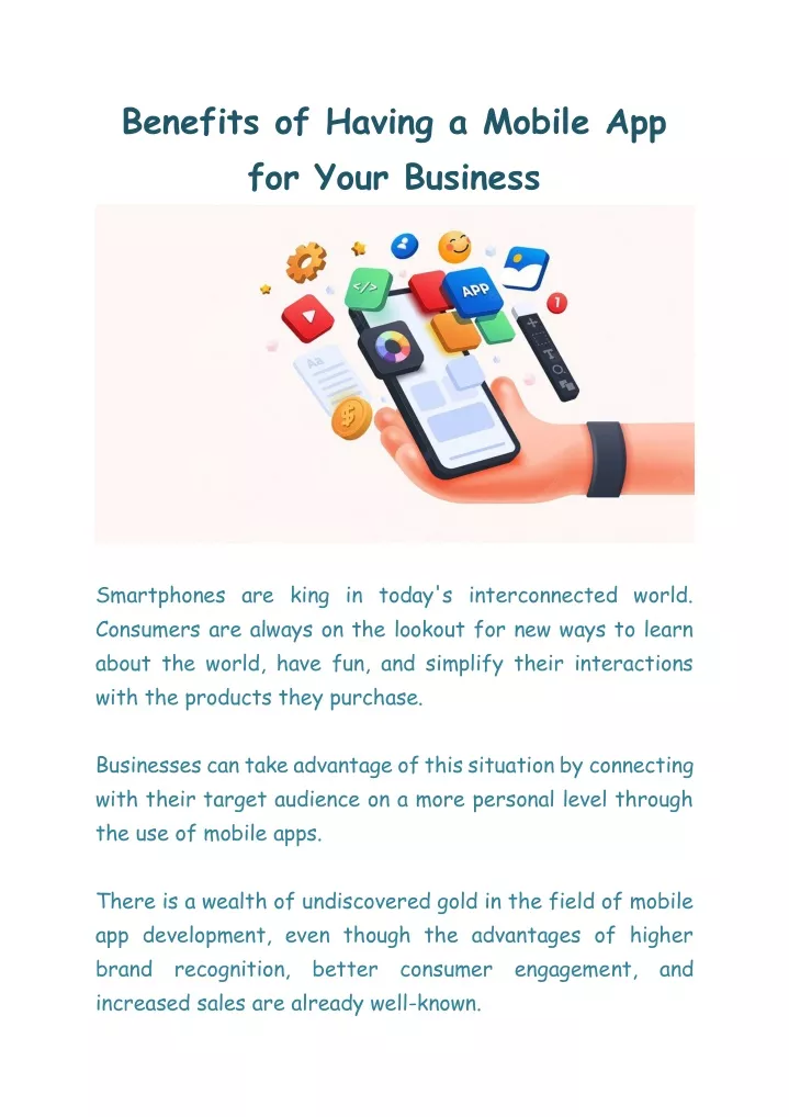 benefits of having a mobile app for your business