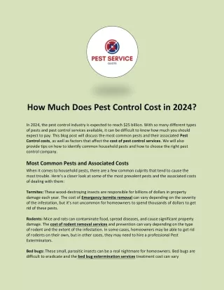 How Much Does Pest Control Cost in 2024?