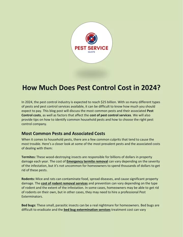 PPT How Much Does Pest Control Cost in 2024? PowerPoint Presentation