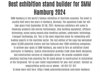 Best exhibition stand builder for SMM Hamburg 2024