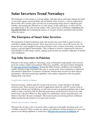 Solar inverters in Pakistan Market