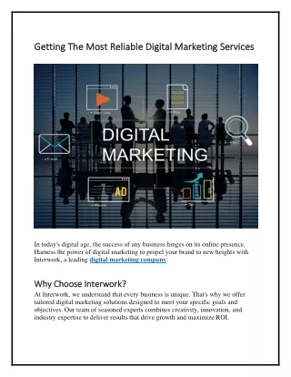 Getting The Most Reliable Digital Marketing Services