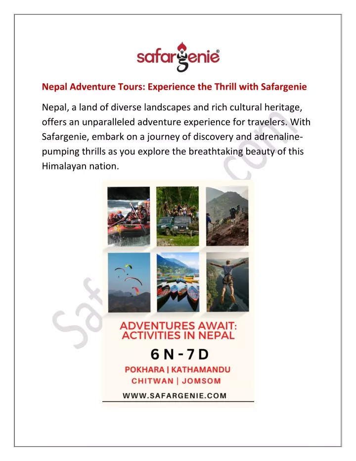 nepal adventure tours experience the thrill with