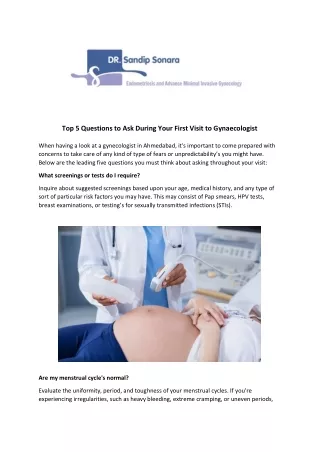 Top 5 Questions to Ask During Your First Visit to Gynaecologist