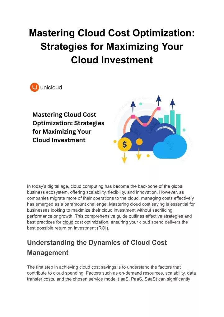 mastering cloud cost optimization strategies