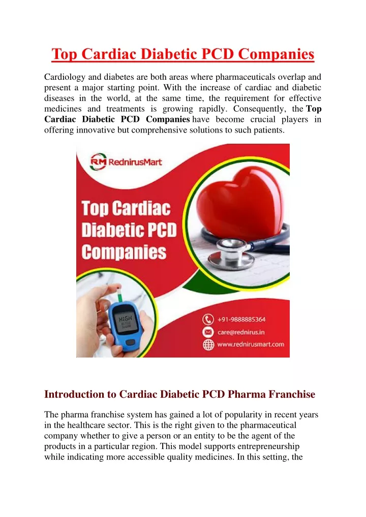 top cardiac diabetic pcd companies
