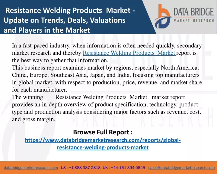 resistance welding products market update