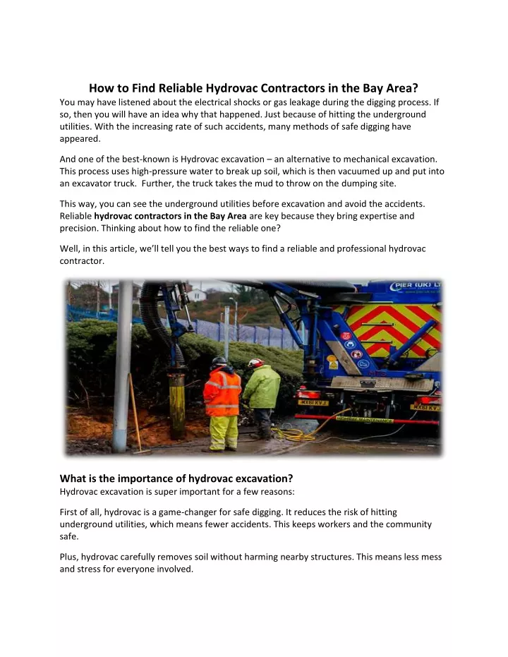 how to find reliable hydrovac contractors