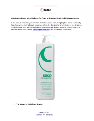 Saco Hair hydrolyzed keratin for hair