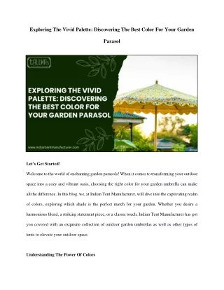 Exploring The Vivid Palette: Discovering The Best Color For Your Garden Parasol