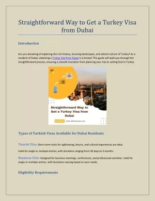 Straightforward Way to Get a Turkey Visa from Dubai