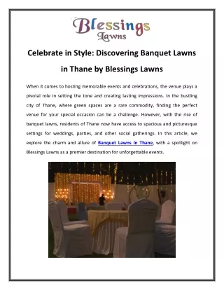 Celebrate in Style Discovering Banquet Lawns in Thane by Blessings Lawns