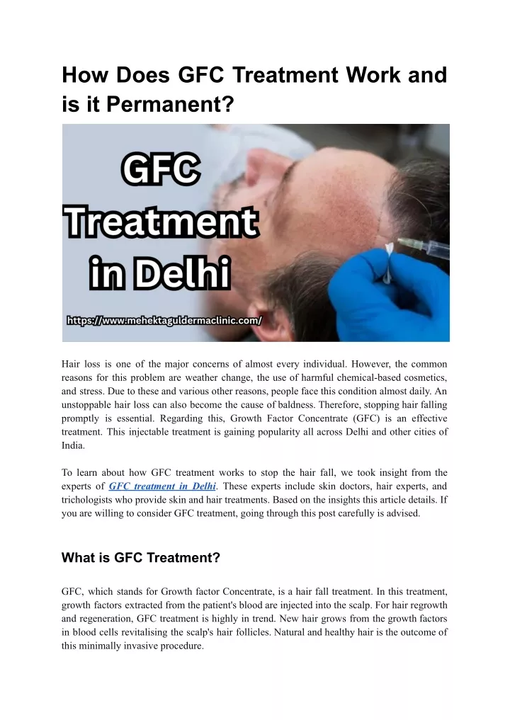how does gfc treatment work and is it permanent