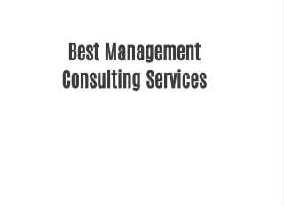 Best Management Consulting Services