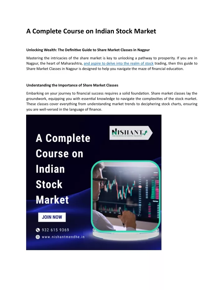 a complete course on indian stock market