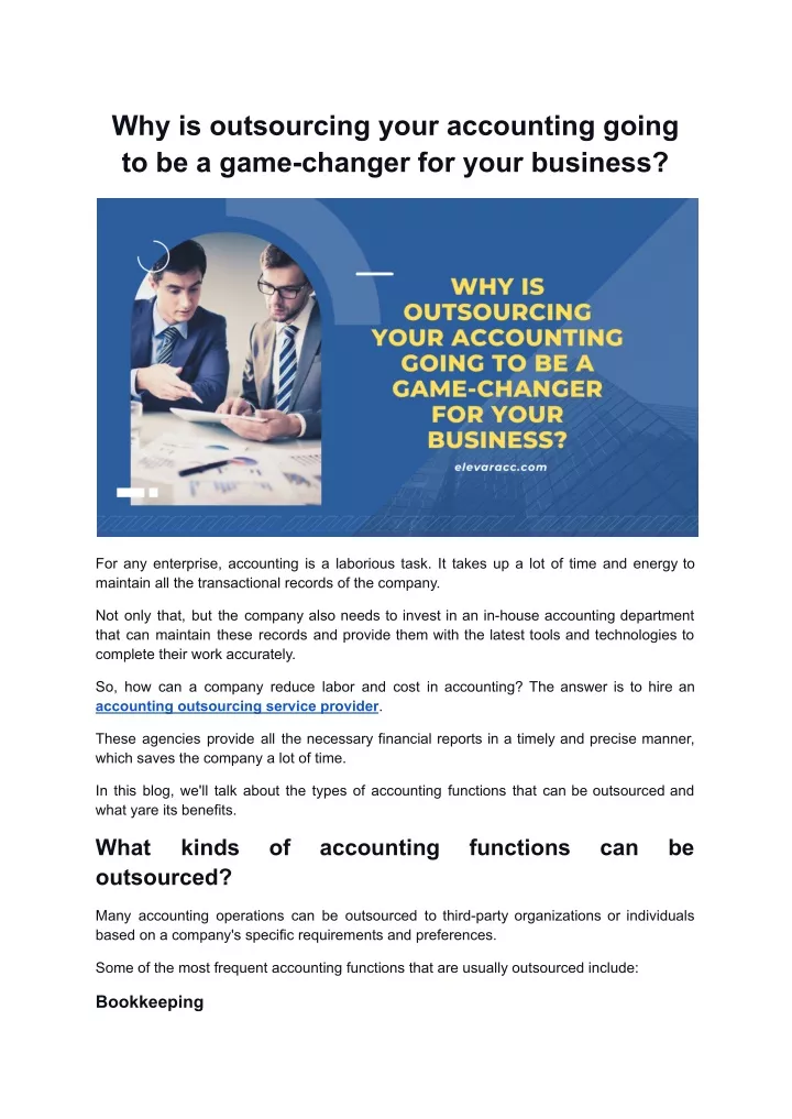 why is outsourcing your accounting going