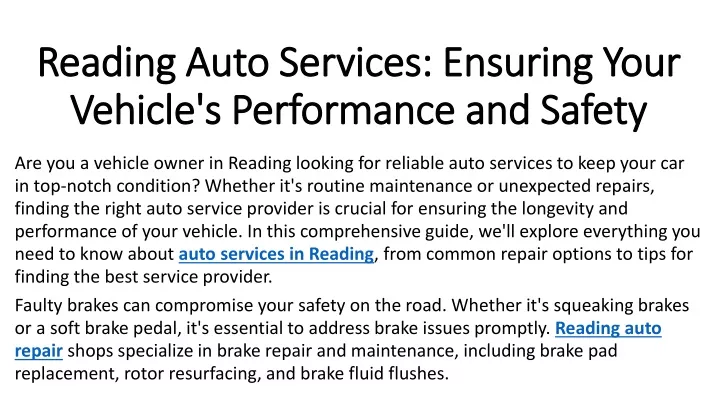 reading auto services ensuring your vehicle s performance and safety