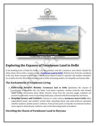 Exploring the Expanse of Farmhouse Land in Delhi