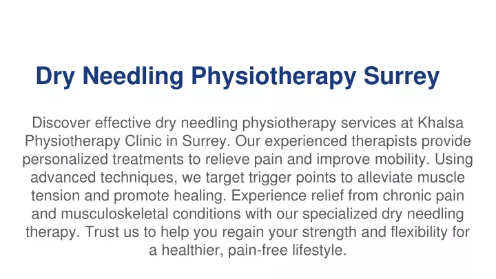 dry needling physiotherapy surrey